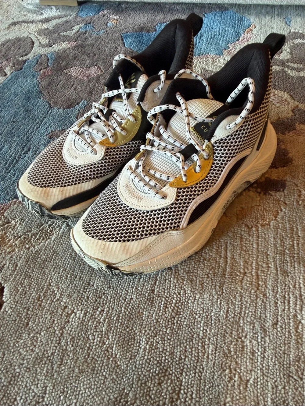 Under Armour Kids White, Black & Yellow Mesh Sneakers